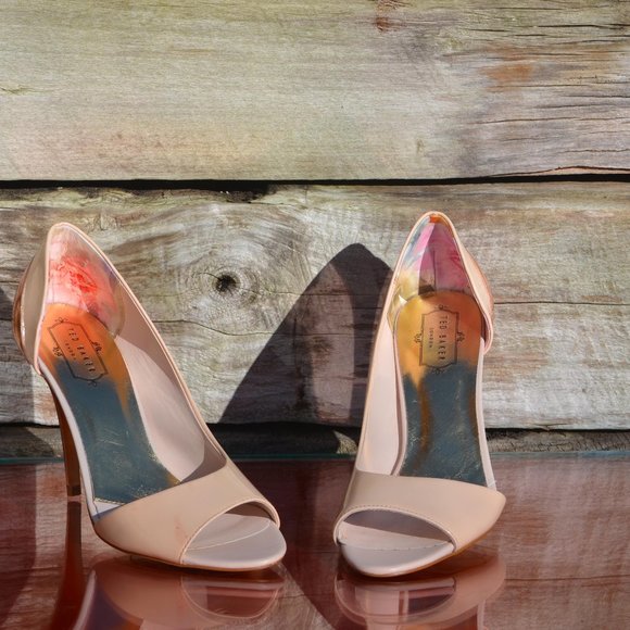 Ted Baker Nude Peep Toe Heels - Picture 1 of 8